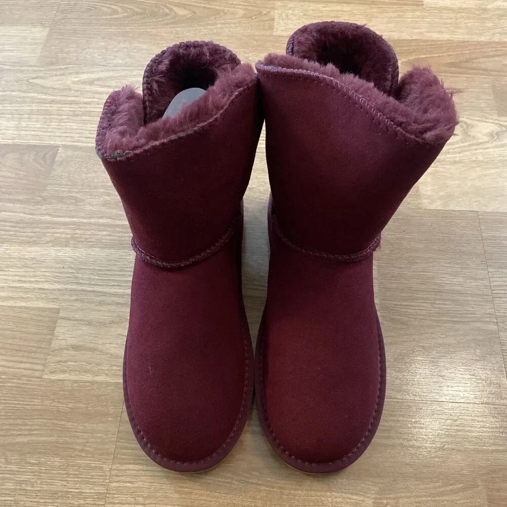 Style & Co Teenyy suede winter Booties Burgundy Faux Fur Lined Boots sz 10 New